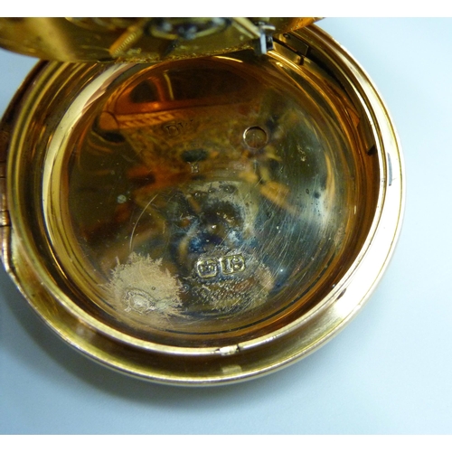 962 - An 18ct gold fusee pocket watch, James McCabe of Royal Exchange London, with diamond end stone, back... 