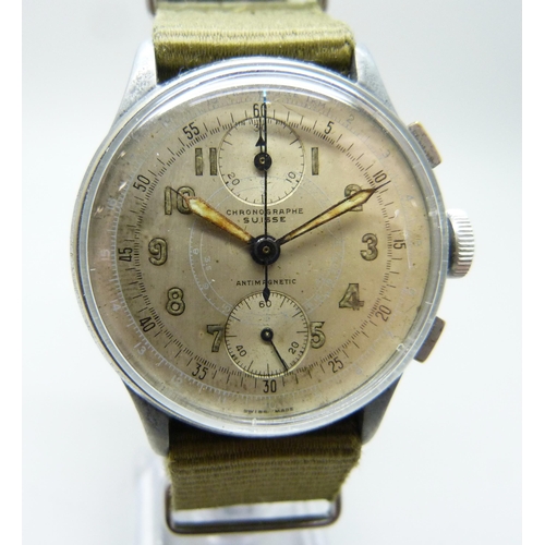 969 - A chronograph wristwatch, 35mm case