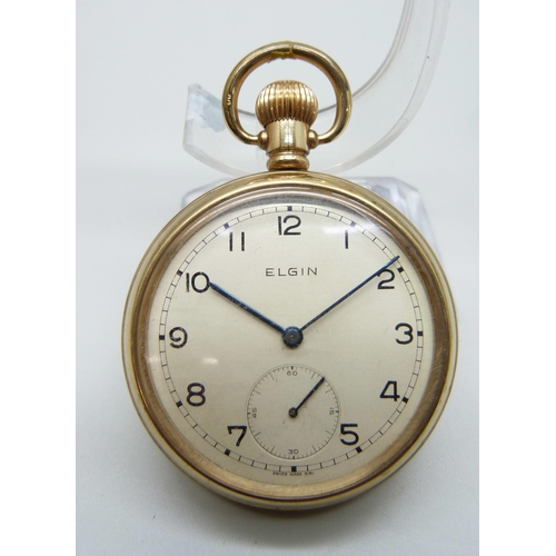 970 - An Elgin top-wind pocket watch, inner case bears inscription