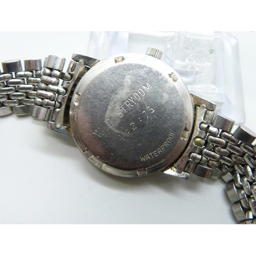 975 - An Omega wristwatch on an original bracelet strap, the case back bears inscription dated 1973, crown... 