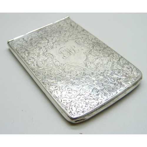 997 - A Victorian silver card case, Birmingham 1897, Henry Williamson Ltd., 80g, 62mm x 95mm