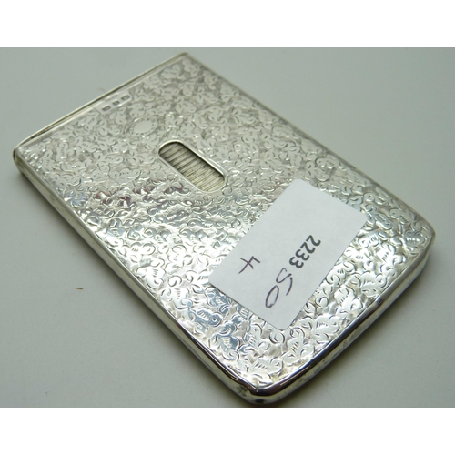 997 - A Victorian silver card case, Birmingham 1897, Henry Williamson Ltd., 80g, 62mm x 95mm