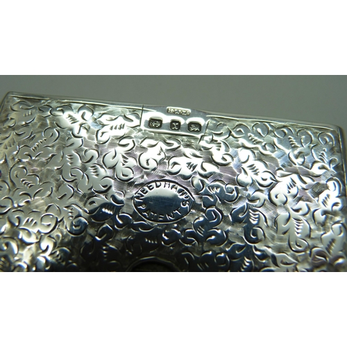 997 - A Victorian silver card case, Birmingham 1897, Henry Williamson Ltd., 80g, 62mm x 95mm