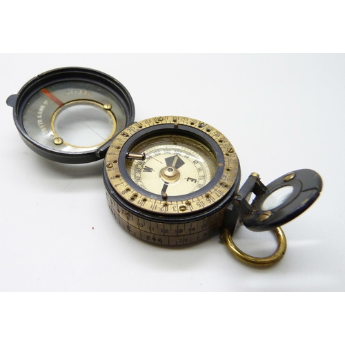 999 - A S. Smith & Son Ltd. London prismatic compass with leather case