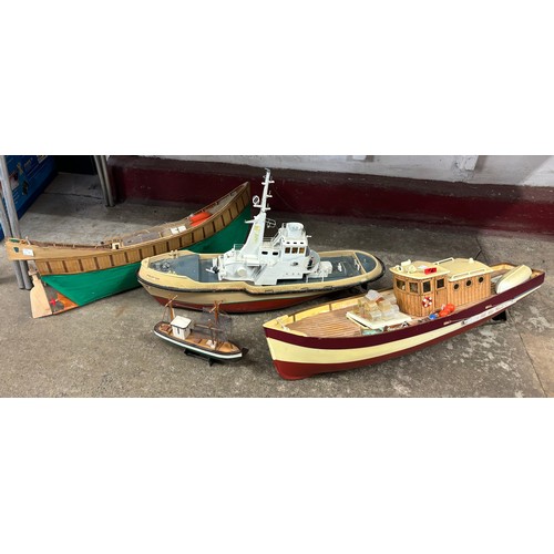 104 - Three part-built model boats