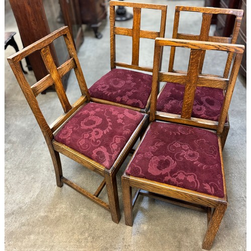 182 - A set of four Art Deco Heals style oak dining chairs