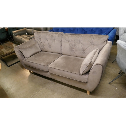 1348 - A mink velvet Hoxton three seater sofa RRP £799