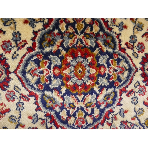 1370 - Red ground full pile cashmere rug with original medallion design 180x120cm