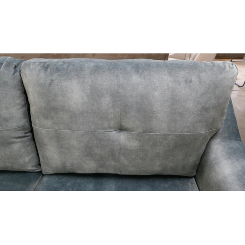 1423 - A teal velvet two and a half seater sofa