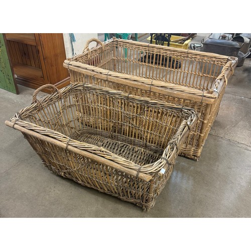 258 - Two large French wicker baskets