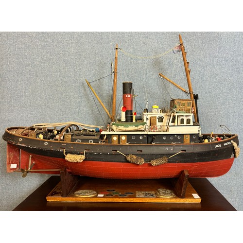 99 - A model Twin Screw steam tug, named Lady Wooes, designed for radio control, 100cms l