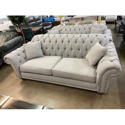 1310 - Bordeaux 3 seater Fabric Grey button Back 'Mushroom' Sofa, Original RRP £833.33 + vat (4208-12) *Thi... 