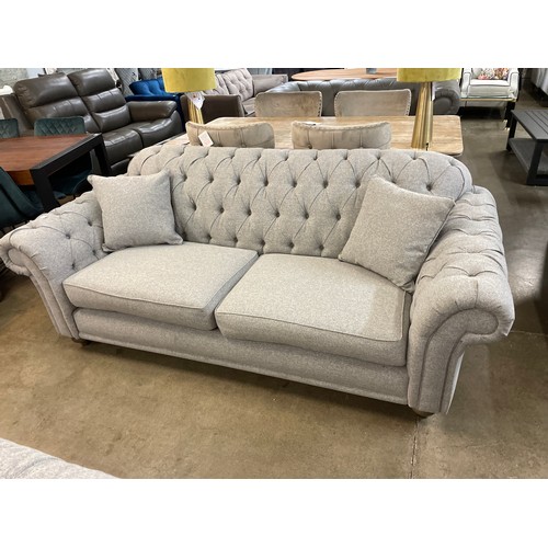 1309 - Bordeaux 3 seater Fabric Grey button Back 'Mushroom' Sofa, Original RRP £833.33 + vat (4208-11) *Thi... 