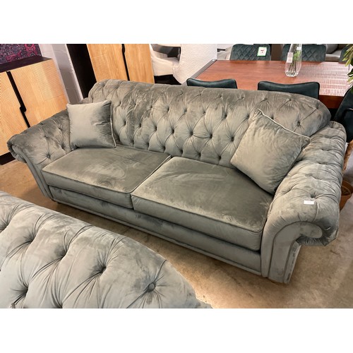 1306 - Bordeaux 4 seater Velvet Grey button Back 'Steel' Sofa, Original RRP £874.99 + vat (4208-13) *This l... 