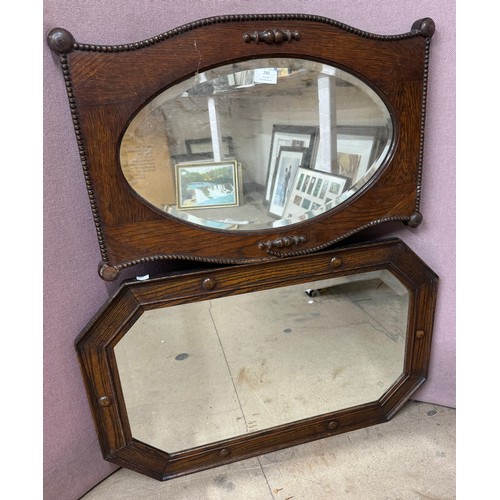 290 - Two early 20th Century oak framed mirrors