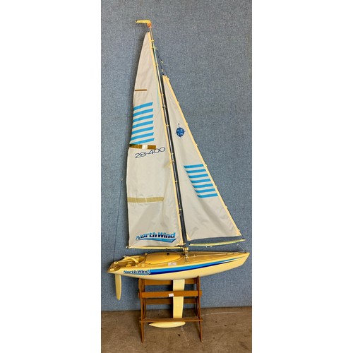 85 - A model North Wind 28 sailing ship, designed for radio control, 70cms l