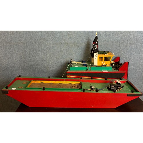 84 - A Thames Lighter and Pusher tug, designed for radio control, 136cms l