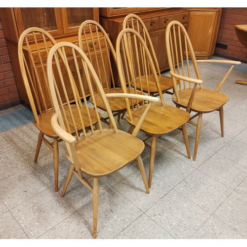 23C - A set of six Ercol Blonde elm and beech Quaker chairs