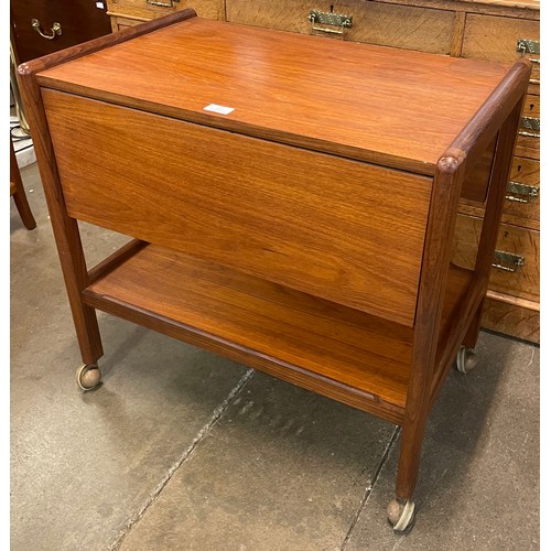 51 - A teak drop leaf cocktail trolley