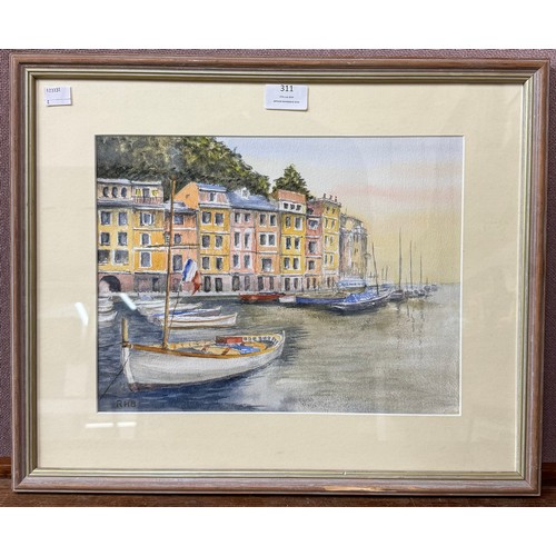 311 - Richard Bryant, Portofino, watercolour, framed