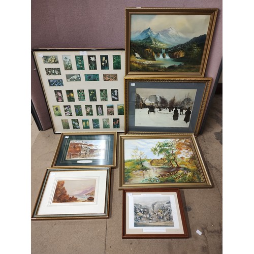 325 - Assorted prints and pictures, including a framed set of Grandee cigar cards