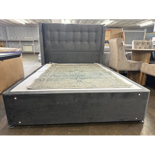 1424 - Sn King Divan Bedframe + Headboard  L1/P1 (326A - 112) *This lot is subject to VAT