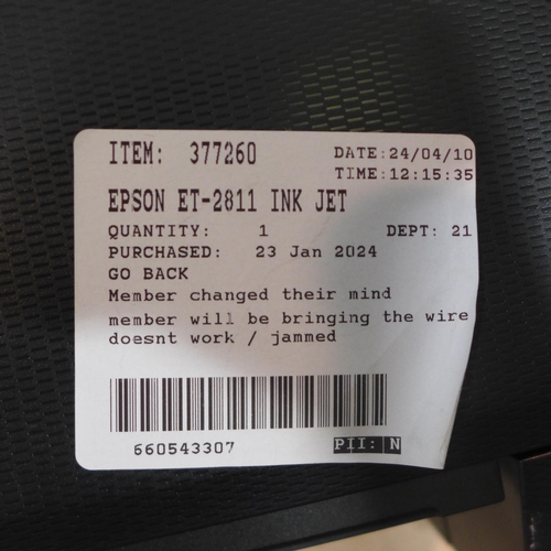 6262 - Epson Et-2811 Ink Jet Printer, Original RRP £119.99 + Vat *This Item Is Subject To Vat (327A-74)