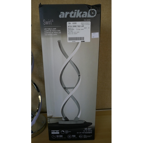 6005 - Artika Chrome Table Lamp   - This Lot Requires A Uk Adaptor(331-121)   * This Lot Is Subject To Vat