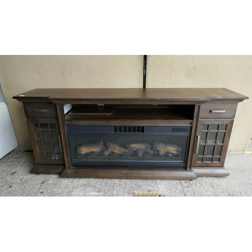 6061 - Everett Media Mantel Sideboard With Electric Fire - This Lot Requires A Uk Adaptor, Original Rrp £60... 