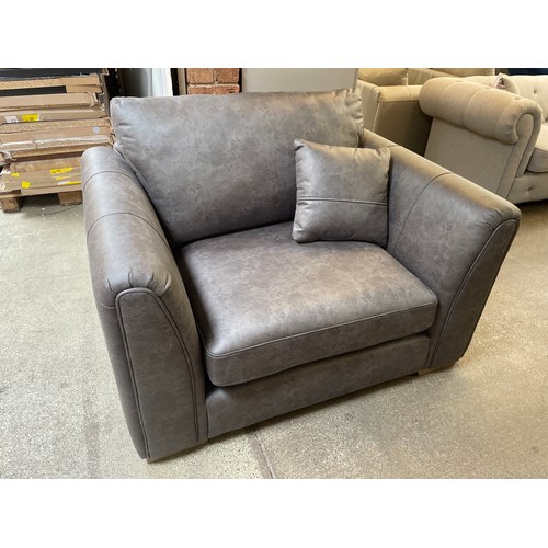 1475 - A charcoal PU cuddle sofa