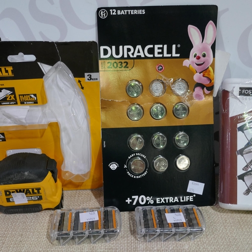 6160 - Gillette Proglide Razor Blades, Duracell 2032 Coin Batteries, 2 x Dewalt Tape Measures, Fgx Ladies C... 