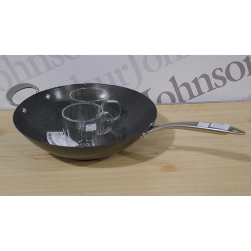 6178 - Nordic Ware Aluminized Steel Wok, Mesa Double Wall Mugs *This Item Is Subject To Vat (327A-170,171)