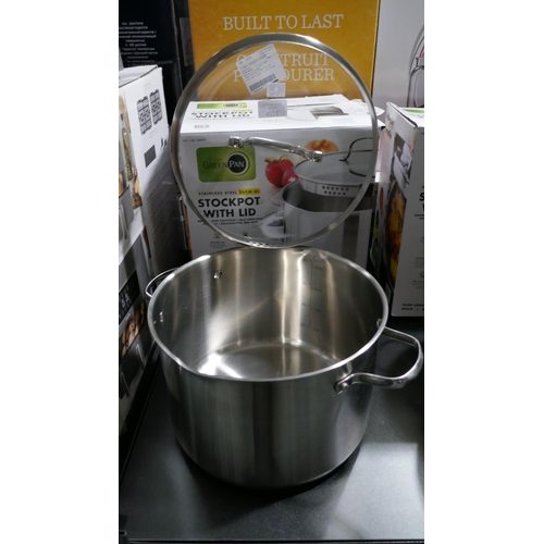 6222 - Greenpan 8L Stainless Steel Stock Pot *This Item Is Subject To Vat (327A-352)