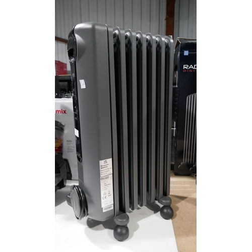 6243 - Delonghi Oil Filled Grey Radiator, *This Item Is Subject To Vat (327A-201)