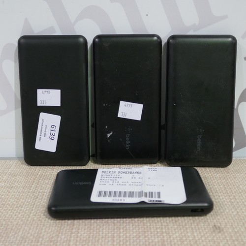 6139 - 4 x Belkin Powerbanks  - This Lot Requires Uk Adaptors (331-168,169)   * This Lot Is Subject To Vat