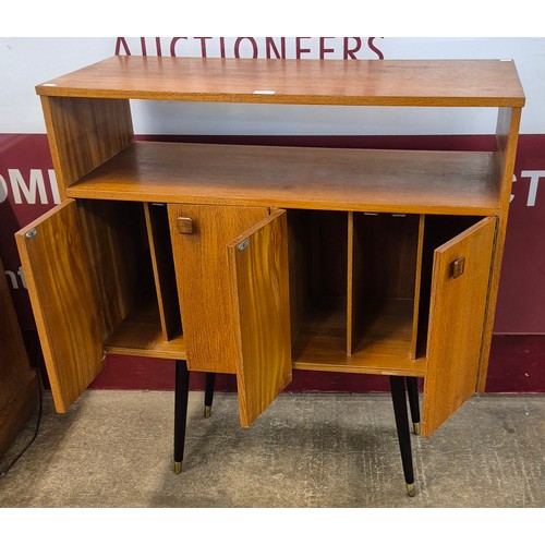 11 - A teak record cabinet