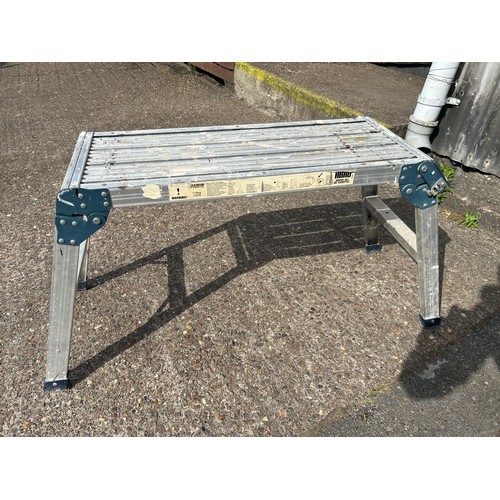 2282 - Two 6-rung aluminium 3-way ladders, a 3-rung metal step ladder and an aluminium folding platform hop... 