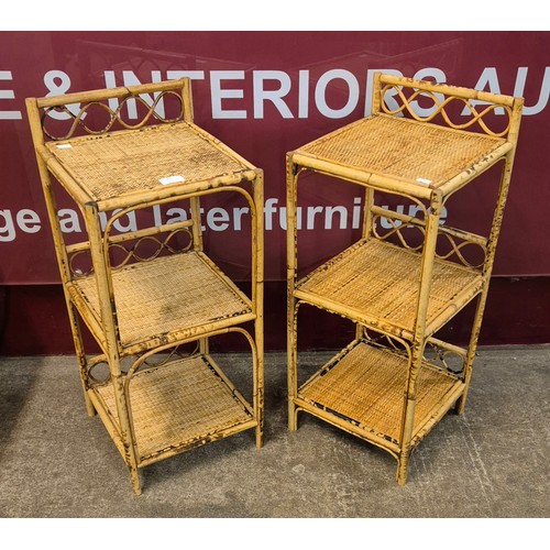 25 - A pair of Italian bamboo and rattan bedside tables