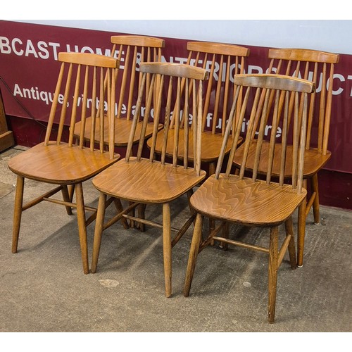 55 - A set of six Scandinavian beech kitchen chairs