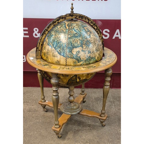 63 - An Italian terrestrial globe cocktail cabinet/trolley