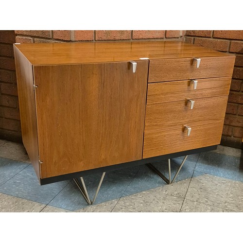 70 - A Stag S-Range teak sideboard, on chrome hairpin legs, designed by John & Sylvia Reid