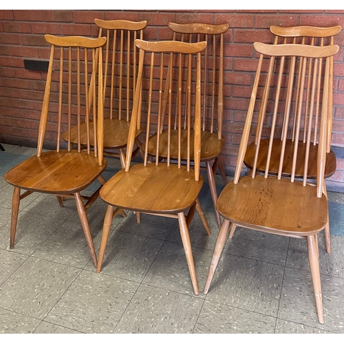 82 - A set of six Ercol Blonde elm and beech Goldsmith chairs