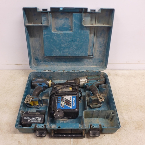 2020 - A Makita twin drill set, BHP451 and BTD146, 18V cordless set with battery and charger, in case