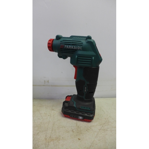 2024 - A Parkside PSTDA 20-Li B3 cordless jigsaw with case and a Parkside PAP16A1 cordless compressor/infla... 