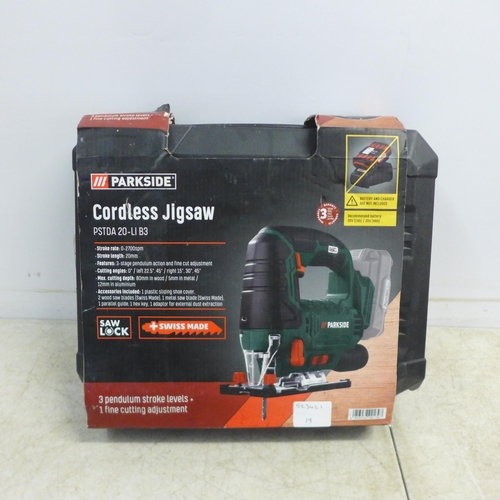 2024 - A Parkside PSTDA 20-Li B3 cordless jigsaw with case and a Parkside PAP16A1 cordless compressor/infla... 