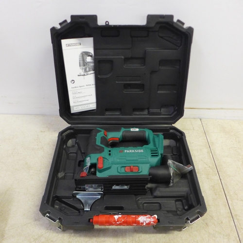 2024 - A Parkside PSTDA 20-Li B3 cordless jigsaw with case and a Parkside PAP16A1 cordless compressor/infla... 