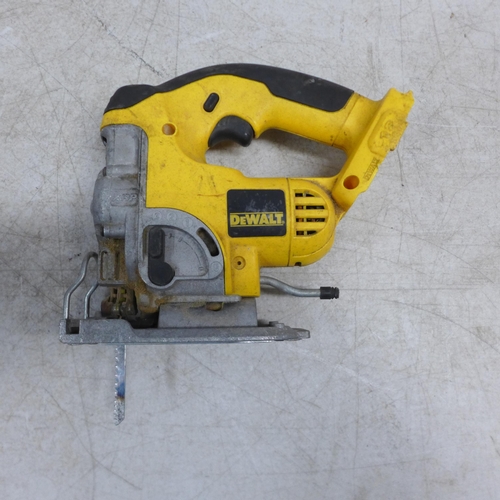 2026 - 3 DeWalt power tools including a DC988 power drill, DC725 power drill and a DC330 jigsaw, all cordle... 