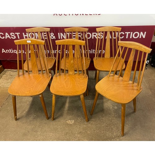 102 - A set of six Scandinavian beech kitchen chairs