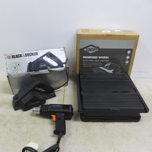 2038 - A QEP diamond wheel electric tile cutter, a Black and Decker BD710 electric planer and a Black and D... 