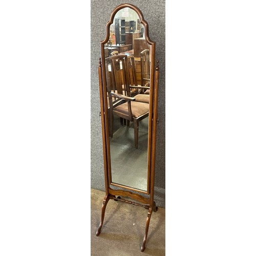 117 - A Queen Anne style mahogany cheval mirror